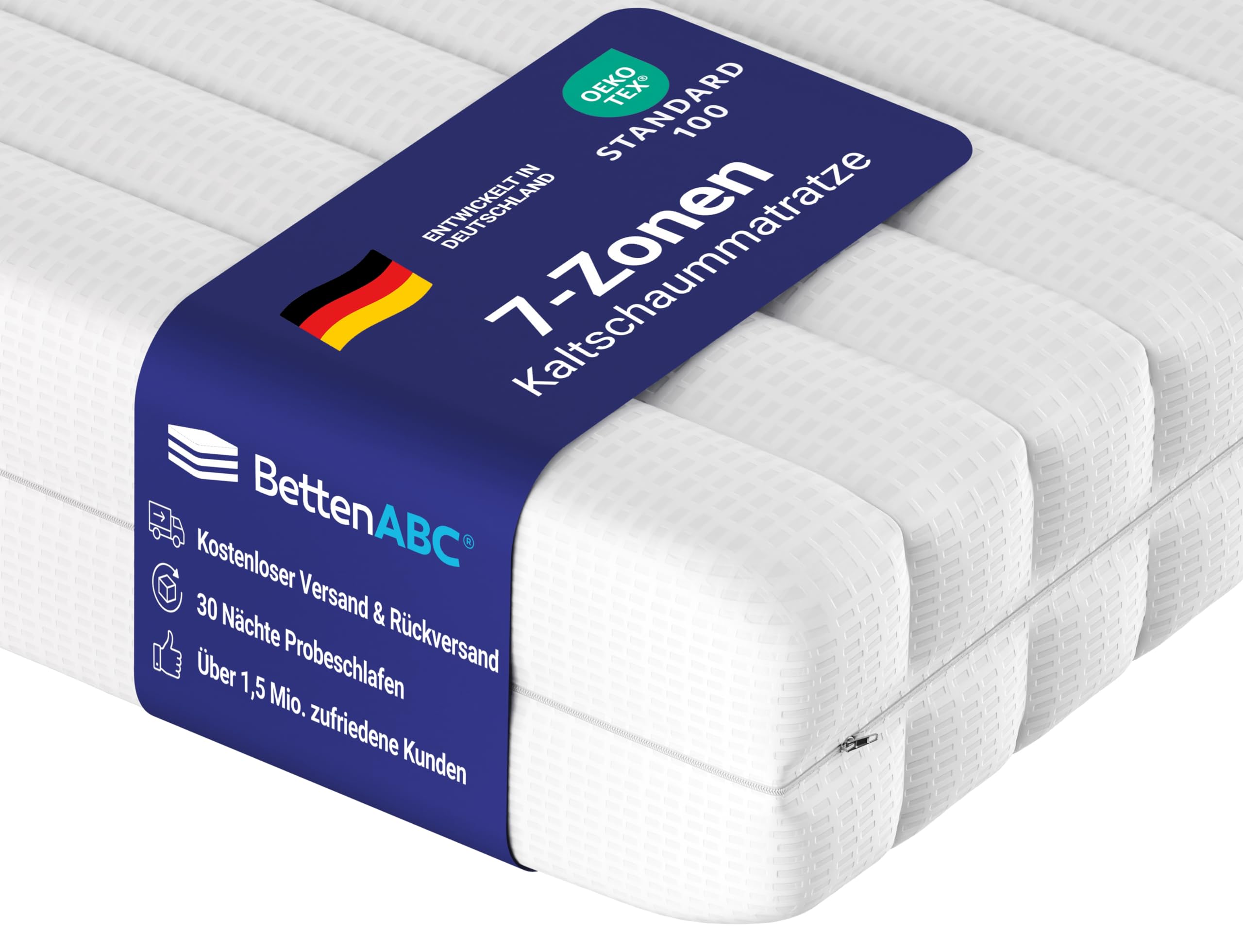 Betten-ABC - Matratze (KSP-500) - 140x200 cm (H3) - 7-Zonen Matratze aus Kaltschaum - Hypoallergen & Antibakteriell - Oeko-TEX® Zertifiziert - Bezug abnehmbar & waschbar - Lieferung per Paket