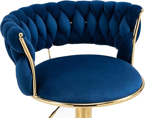 Miniatura 4 de HUAYICUN Taburetes de bar giratorios, moderno terciopelo ajustable altura de mostrador sillas de bar con respaldo y reposapiés para cocina, comedor