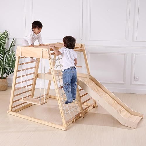 Miniatura 6 de OOOK Parque infantil interior 8 en 1, gimnasio de la selva interior, juguetes de escalada para niños pequeños de 3 a 8 años, juego de escalador con