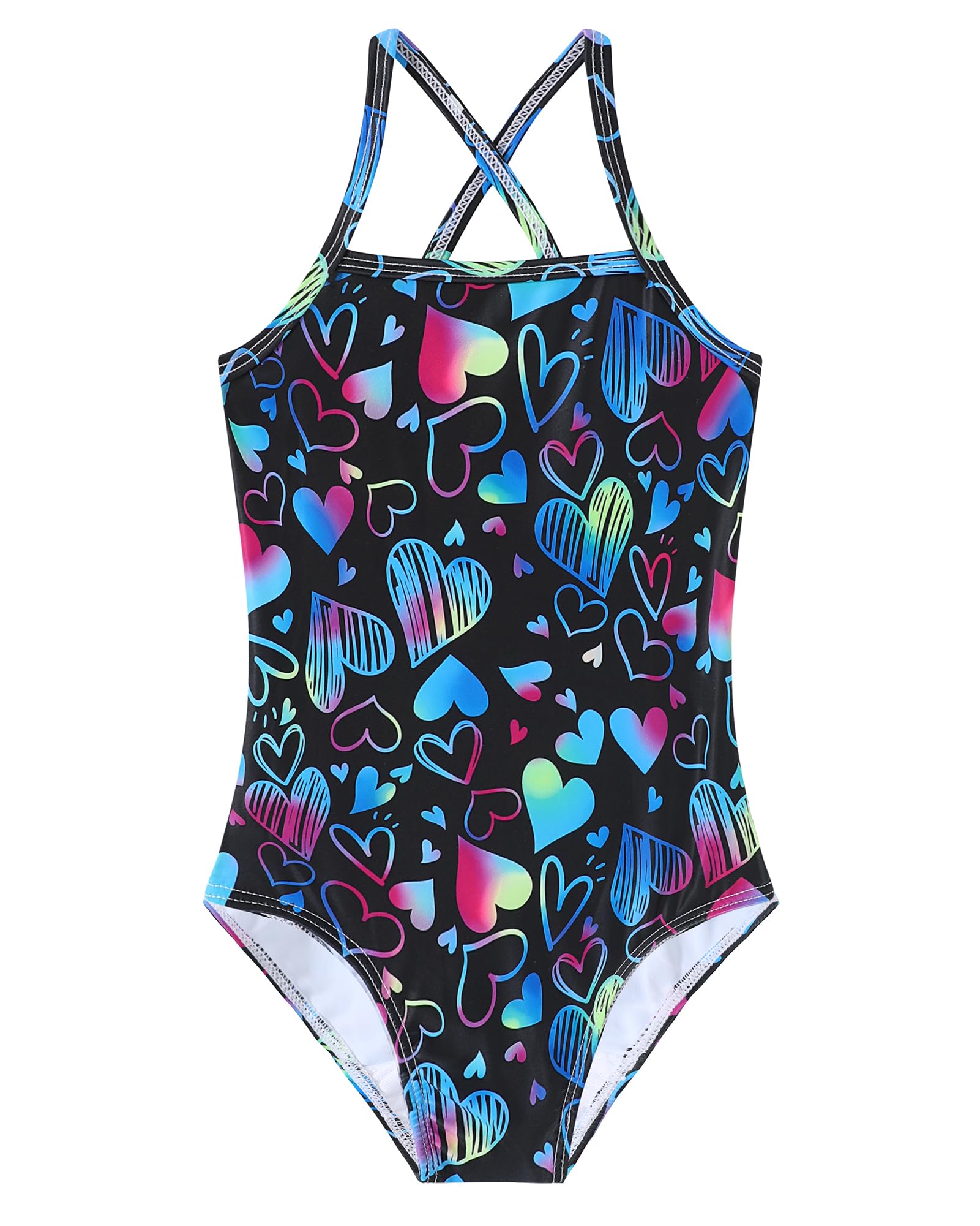 Girls Swimsuit One Piece Bathing Suit Quick Dry Beach Swimwear Cute Cross Shoulder Strap Swimming Suits 2-10 Years