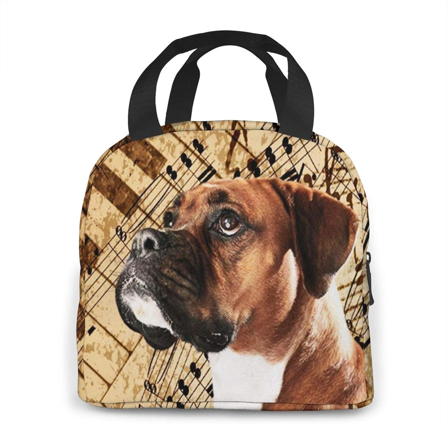 Insulated Lunch Bag for Women Men Boys Girls Lovely Boxer Dog Music Notes Piano, Reusable Lunch Box Tote Organizer Cooler Bag Container for School Work Travel Picnic - Image 4