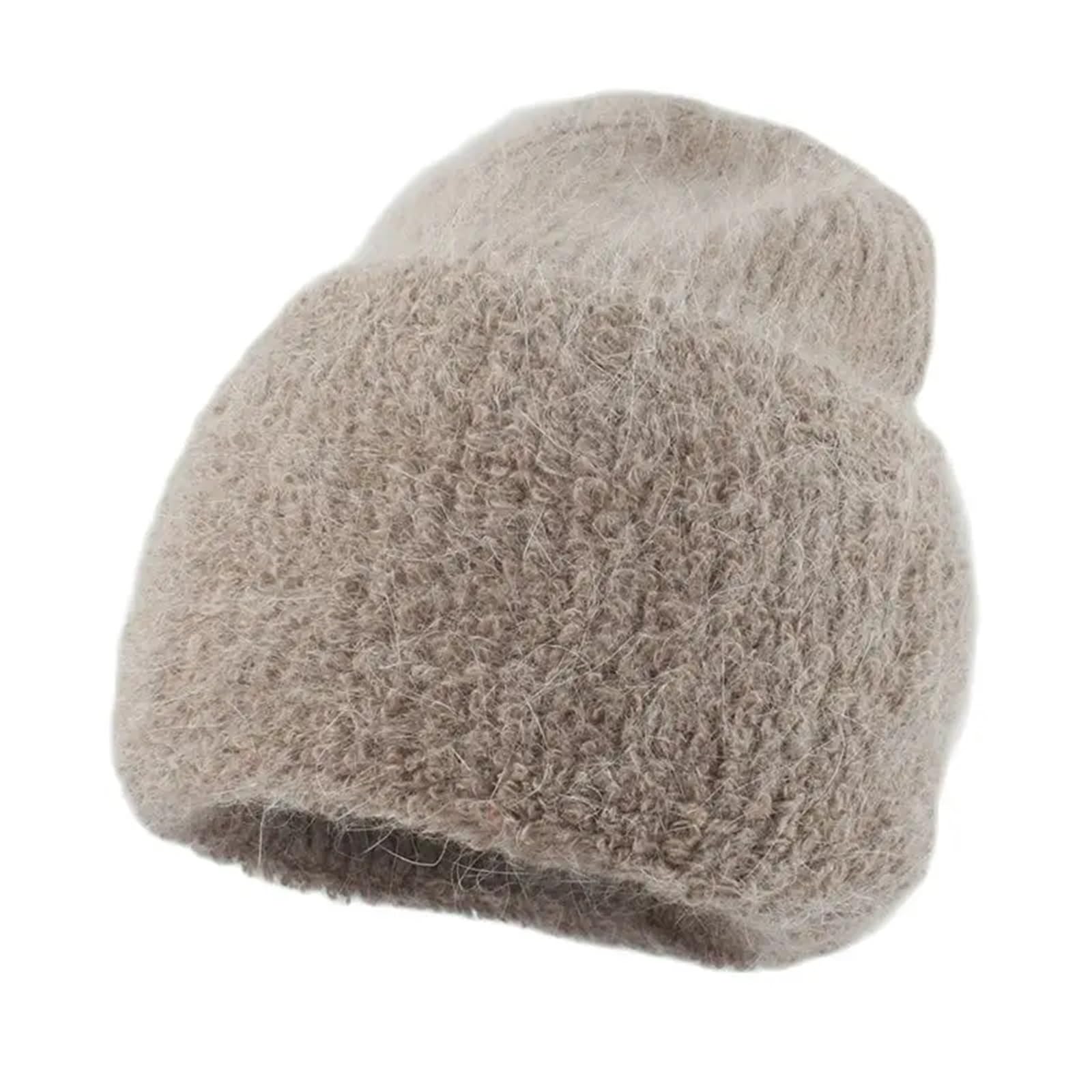 Flauschige Beanie Weiche Warme Wintermütze Wintermützen for Frauen Mode Wolle Beanie Hüte Frauen Solide Erwachsene Abdeckung Kopf Kappe(White)
