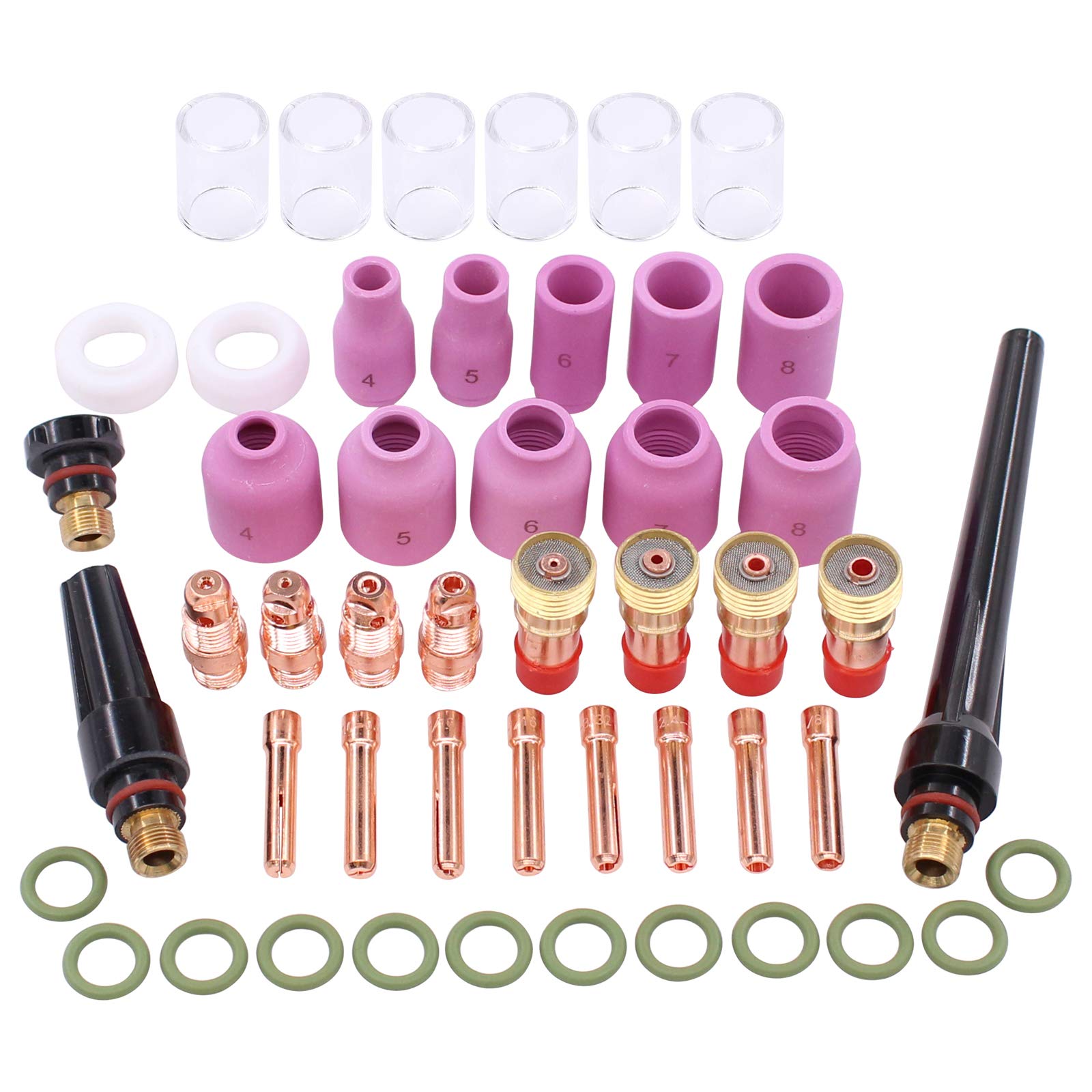 Kit De 49 Accessoires TIG Stubby - Lentilles, Buses, Pinces Pour Chalumeaux WP-17/18/26 Buses Oxyde D'aluminium Kit De 49 Accessoires TIG Stubby - Lentilles, Buses, Pinces Pour Chalumeaux WP-17/18/26 Buses Oxyde D'aluminium