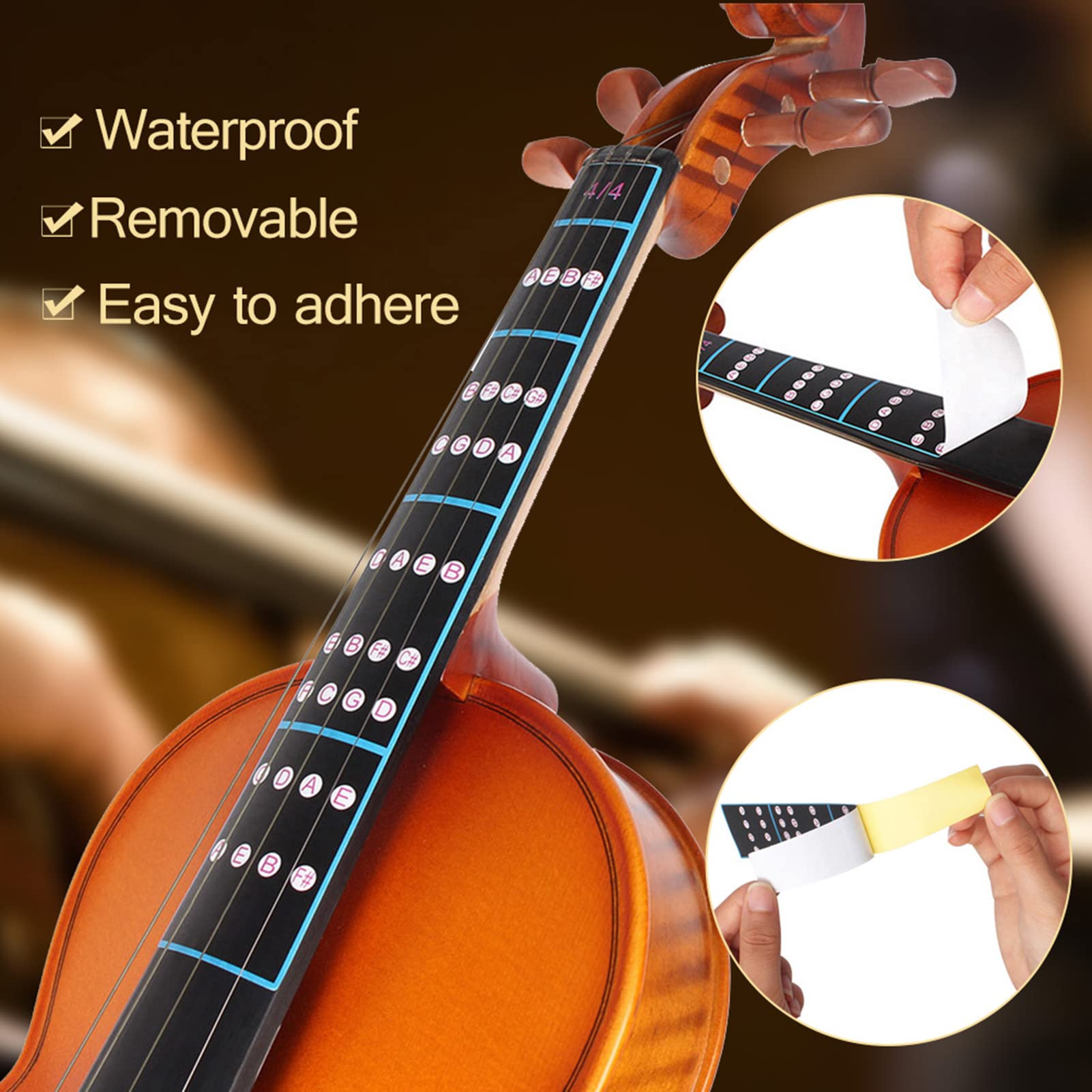 Autocollants pour touche de violon NAOMI 4/4-1/16 taille complète, autocollants pour frettes de guitare, carte des frettes pour débutants, design unique