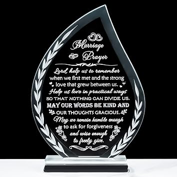 Wedding Gifts for Couples Newlyweds 2026 Unique Anniversary Marriage Prayer Christian Gift Glass Plaque, Bridal Shower Gifts for Bride, Mr and Mrs Engagement Decor