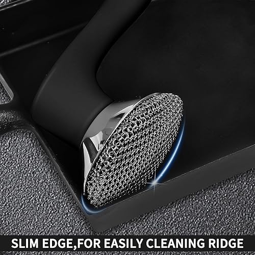 Miniatura 4 de Limpiador de hierro fundido con mango largo, kit de limpieza de cadena fina soldada, cepillo de metal, esponja para limpiar sartén, platos, plancha,