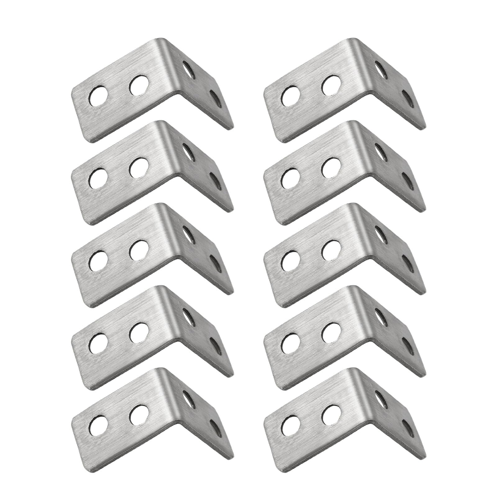 10Pcs L Shaped Corner Brace Stainless Steel 90 Degree Right Angles Metal Brackets for Cabinets Shelves Heavy Duty Connection Angles Connector