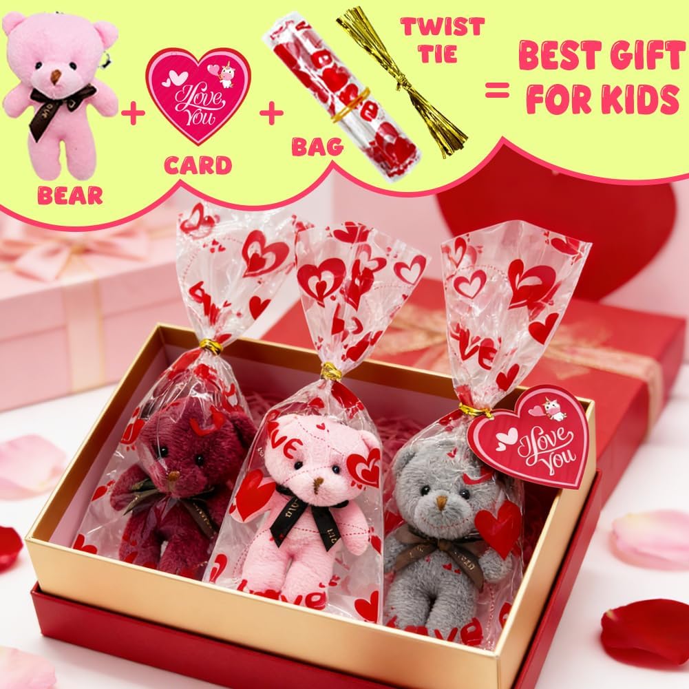WODMAZ 28 Pack Mini Plush Bear Keychain, Small Animal Plush Stuffed Bear Toys for Birthday Gifts Party Favors Supplies, Easter Basket Stuffers Easter Egg Fillers