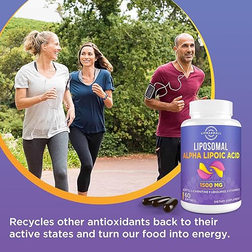 Miniatura 3 de Ácido alfa liposomal lipoico 1500 mg - con acetil-L-carnitina 900 mg y ubiquinol 100 mg y vitamina E 15 mg, suplemento ALA para antioxidantes