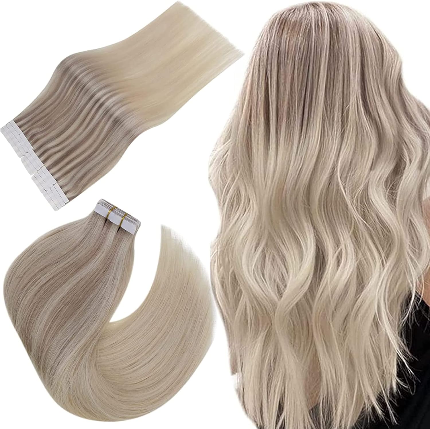 Easyouth Blonde Tape in Hair Extensions Human Hair Balayage Tape in