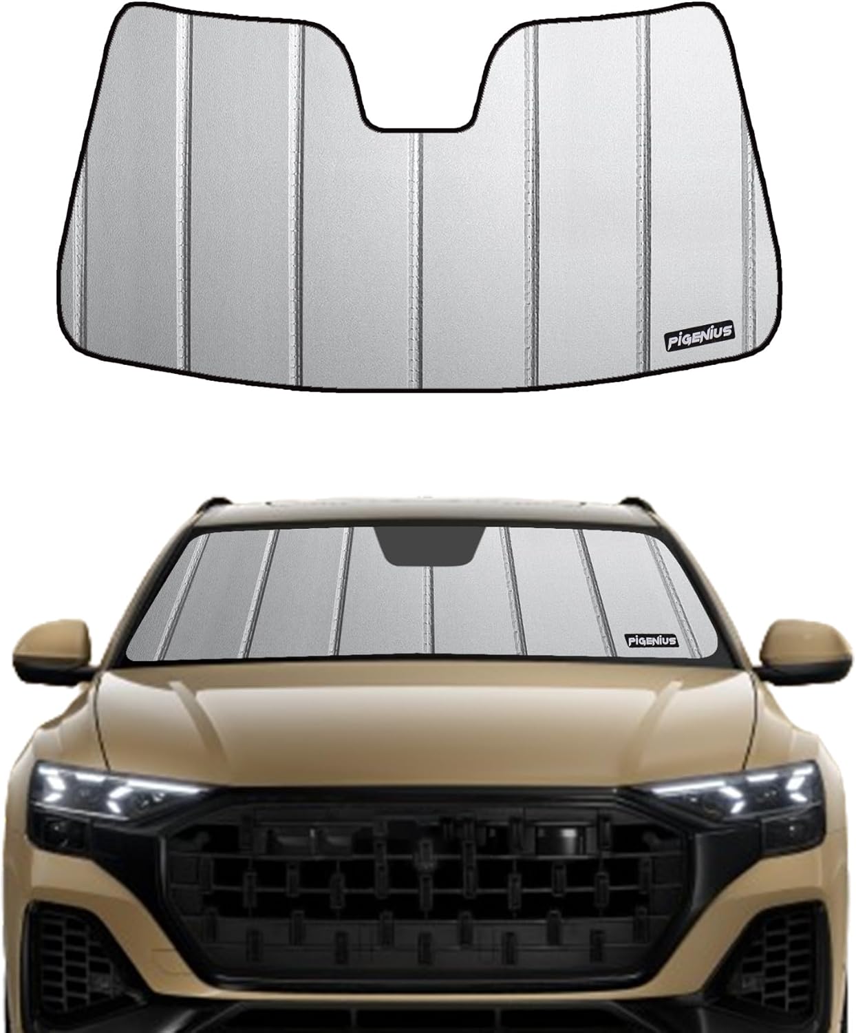 Windshield Sun Shade for Audi Q8 2019-2025, SQ8/RS Q8 2020-2025 Custom Front Window Sunshade - Safeguard Grey(Safeguard) 2019-2025 Q8
