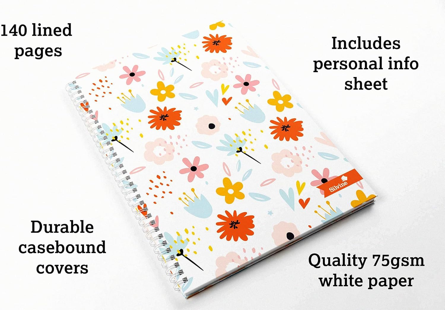 Silvine A4 Marlene West Hardback Notebook - Lined (140 Pages)