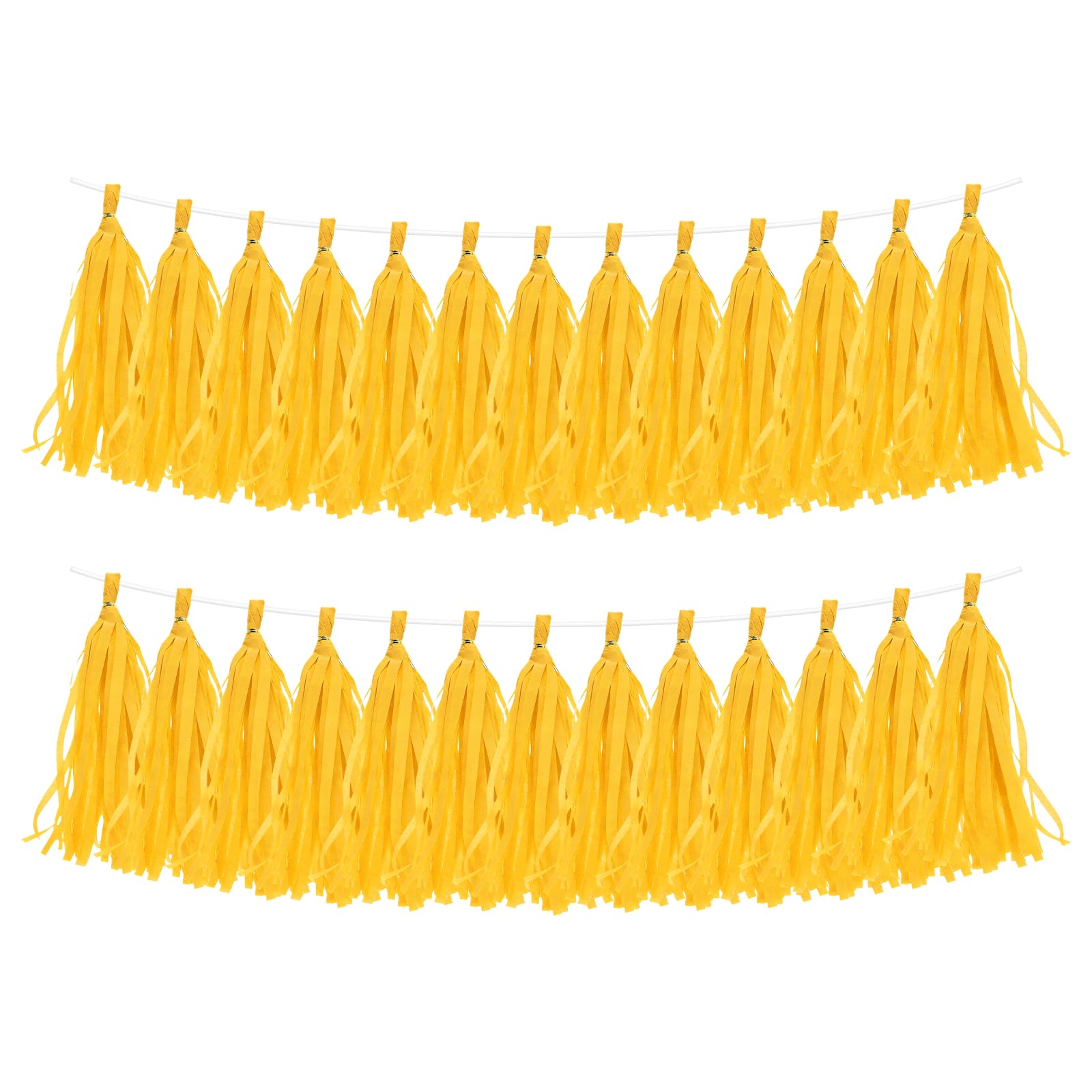 sourcing map 30Pcs Paper Tassels Garland, Tassel Garland Banner with Rope and Tie Wire for Party Decorations Wedding Decorations Football Party Engagement Decor DIY, Dark Yellow
