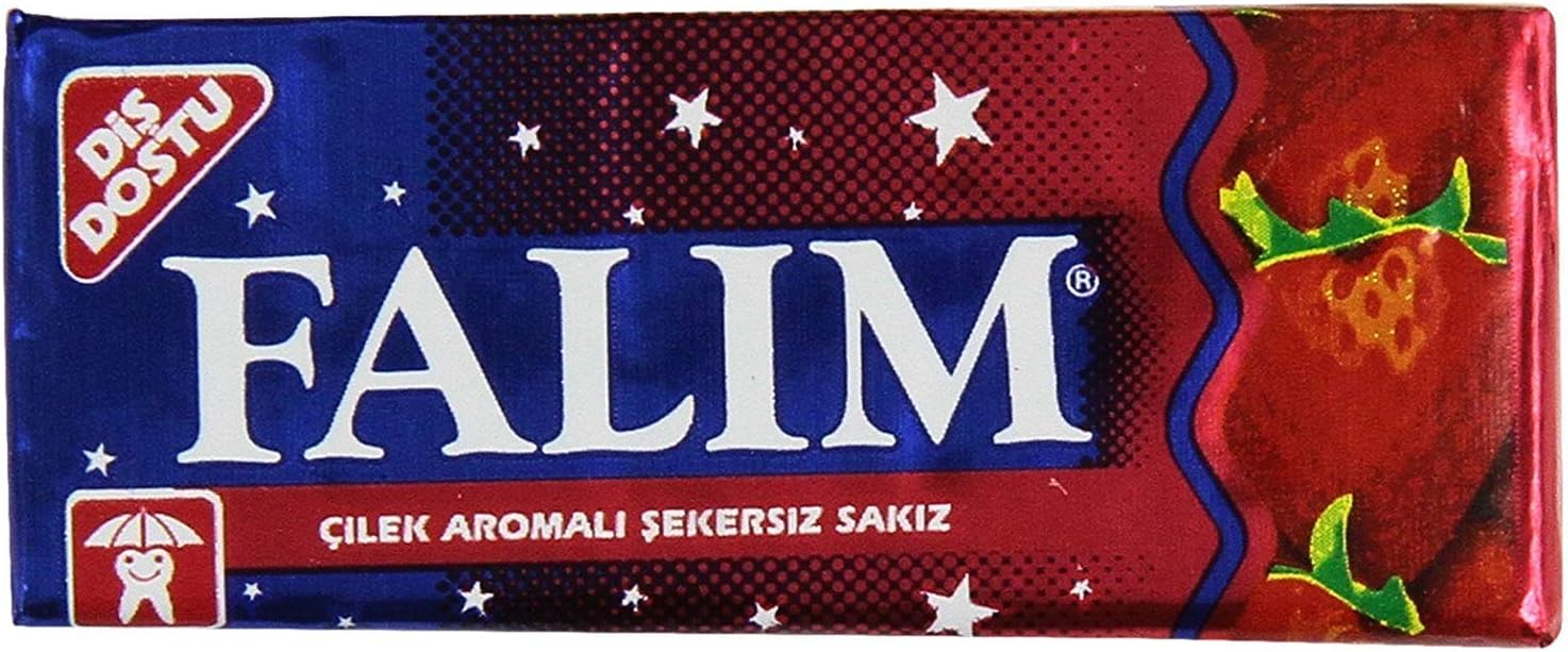 FalimSugarless Plain Gum, Strawberry Flavored, 100 Piece - PACK OF 4