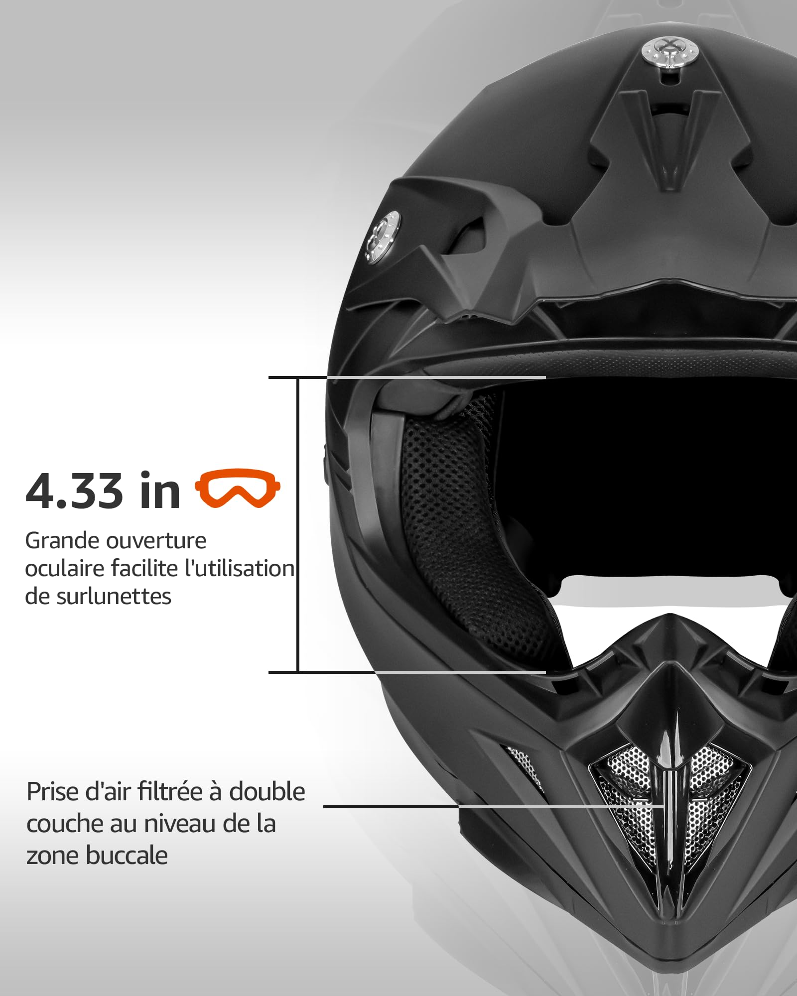 YEMA YM-915 Fullface Motocross Helm und Enduro Helm, EIN ECE 22.06 geprüfter Motorradhelm für Offroad und ATV mit Belüftungssystem, für Erwachsene