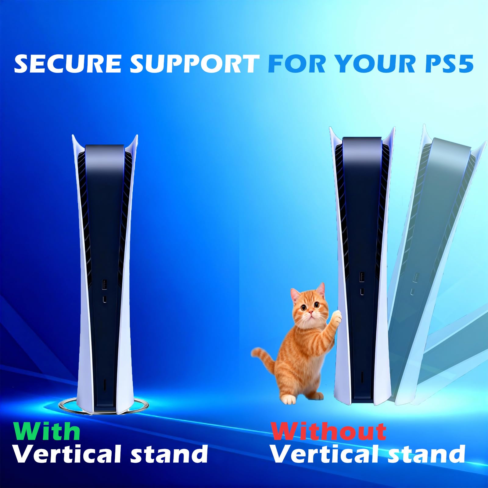 Soporte Vertical para PS5, PS5 Slim y PS5 Pro, Base Vertical de Metal Antideslizante con Tornillo Incluido, Compatible con Todos los Modelos de PlayStation 5 (Edición con Disco y Digital)