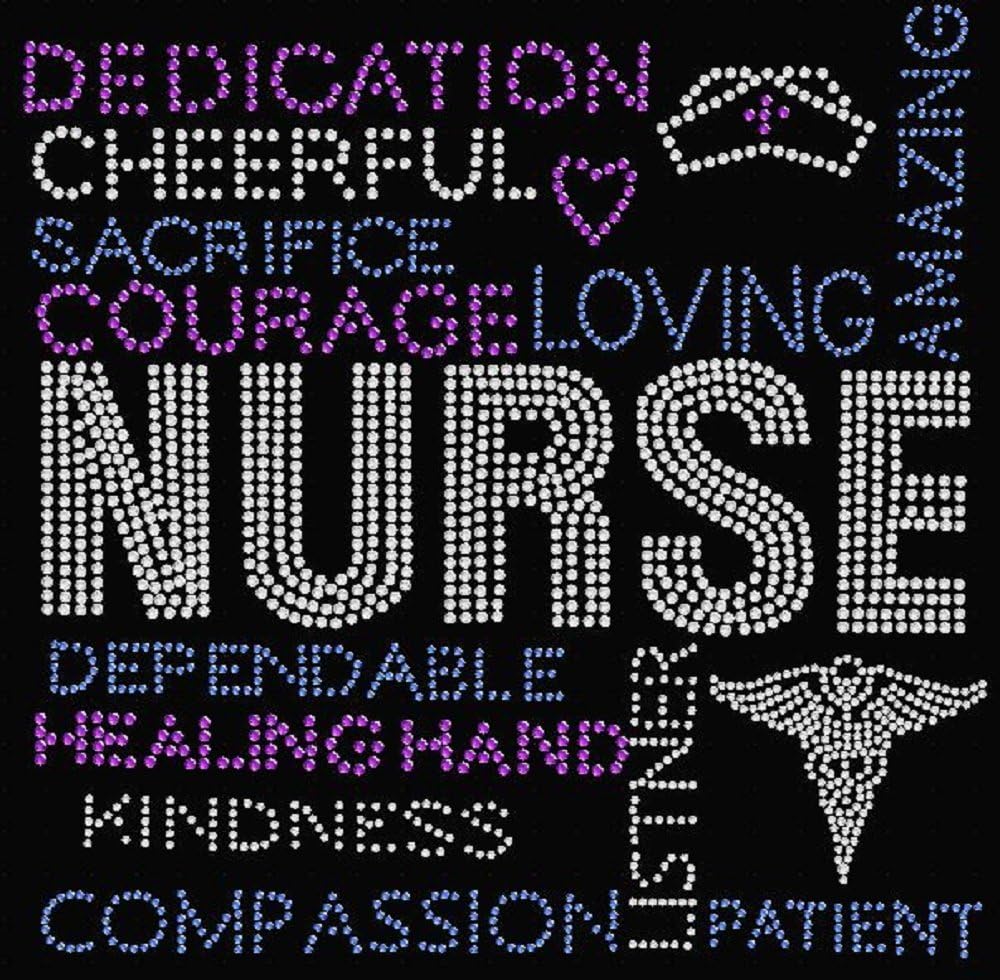 Nurse Terms Rhinestone Iron on Transfer