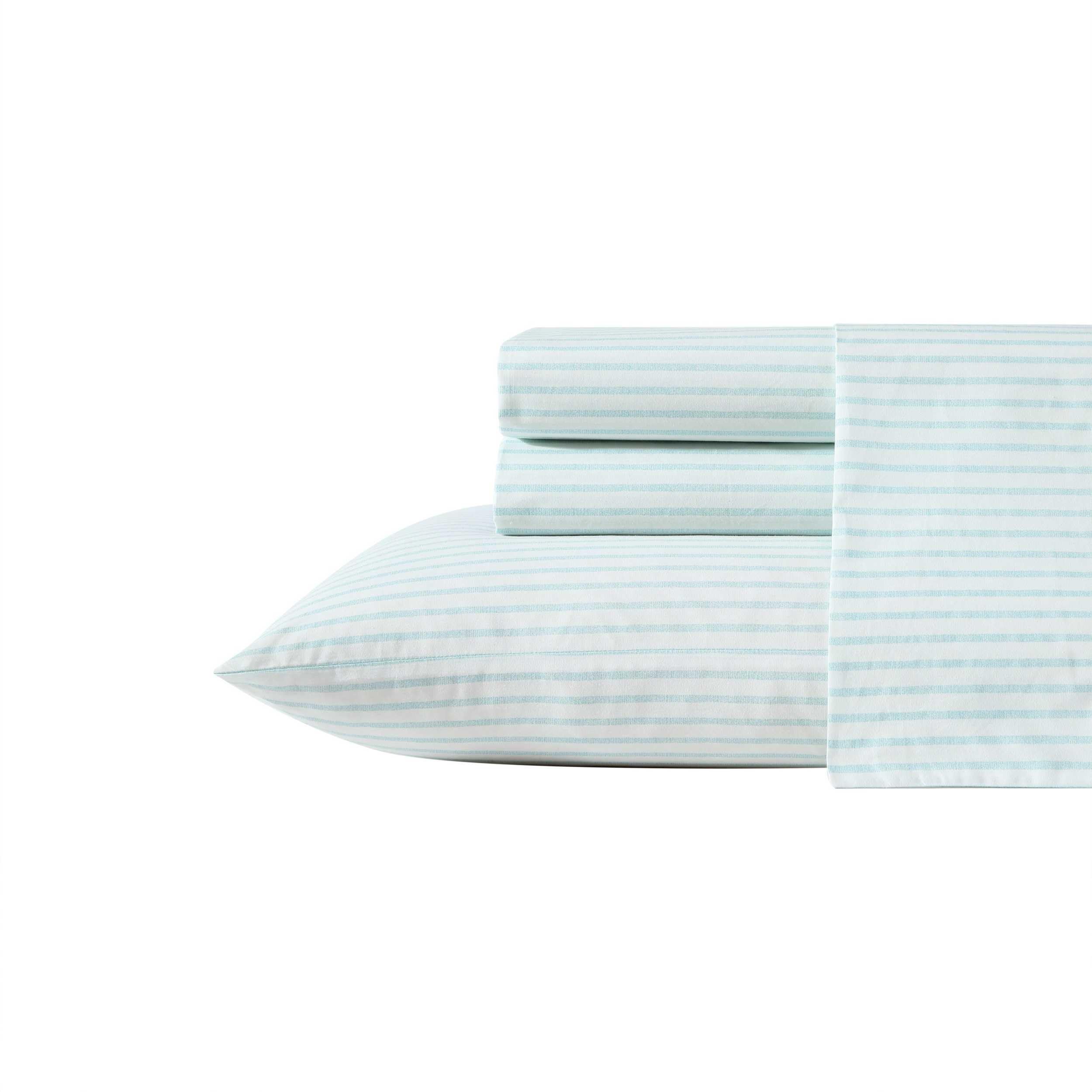 Tommy Bahama - Juego de sábanas tamaño Queen, Juego de Ropa de Cama de percal de algodón, súper Suave y Acogedor, decoración del hogar, Certificado Oeko-Tex (Cool Beach Stripe Turquoise, Queen)
