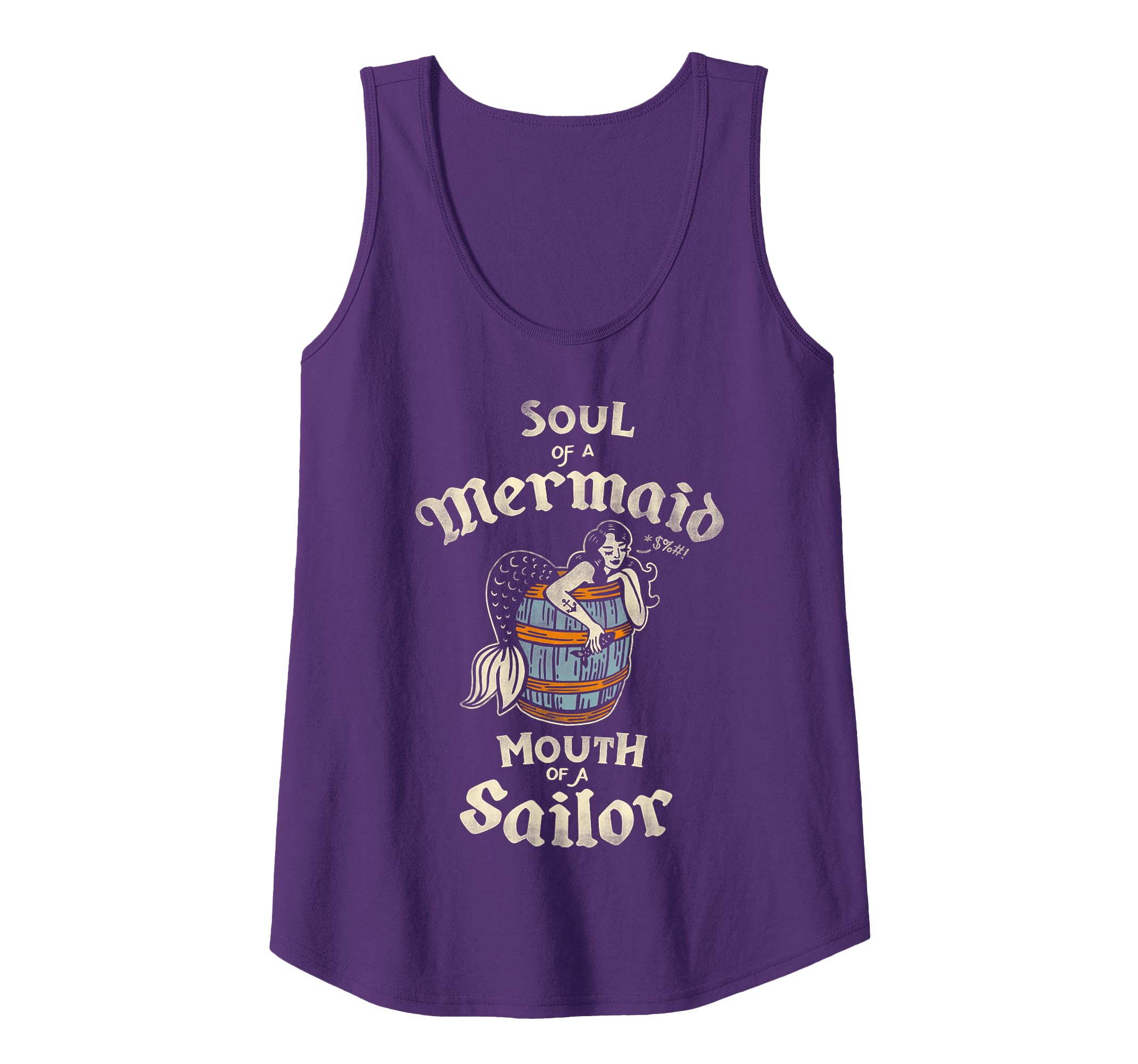Soul of A Mermaid, Mouth of A Sailor Cute & Funny Tattoo Art Tank Top