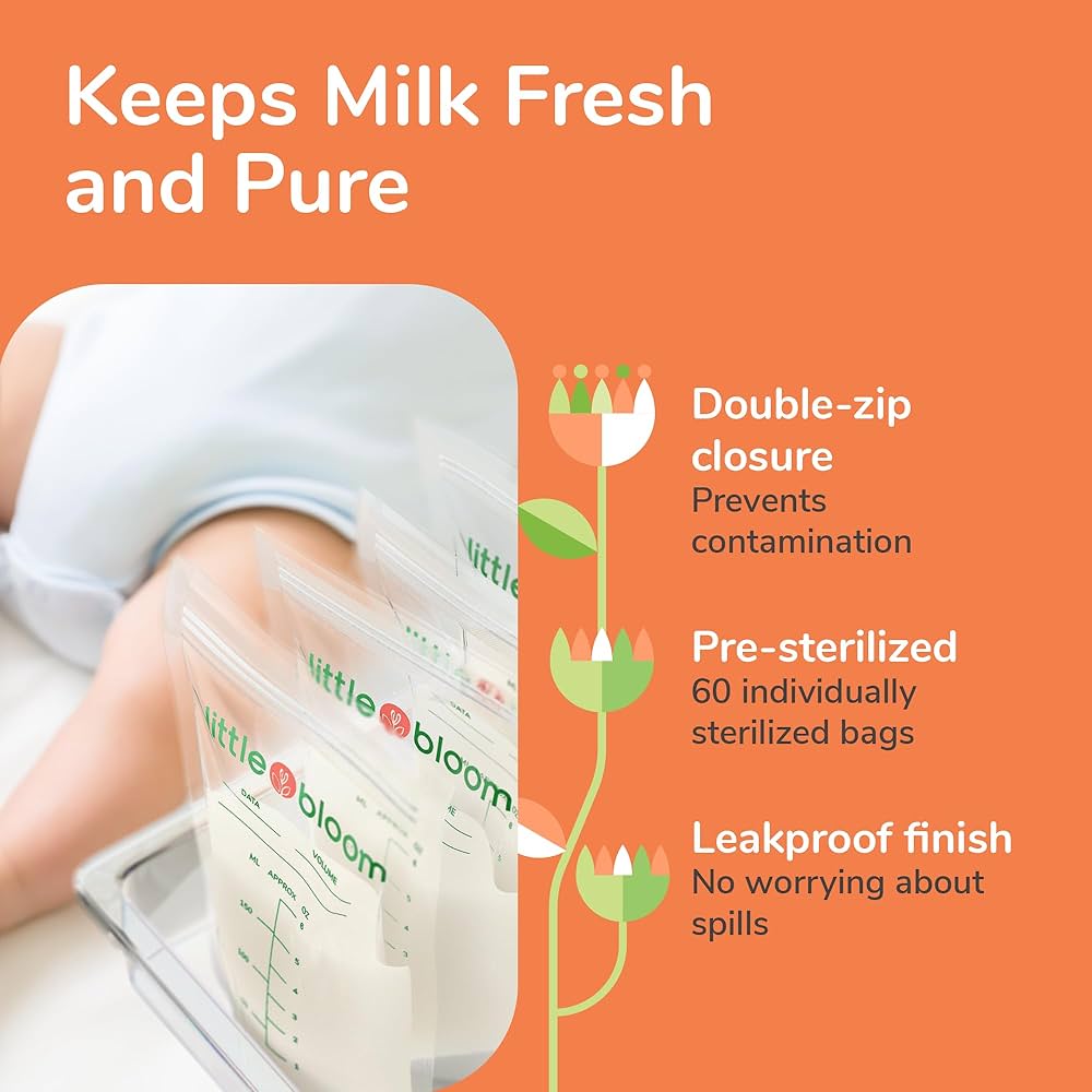 Sacchetti Per Latte Materno 250ml - 60 Pezzi Senza BPA, Con Beccuccio