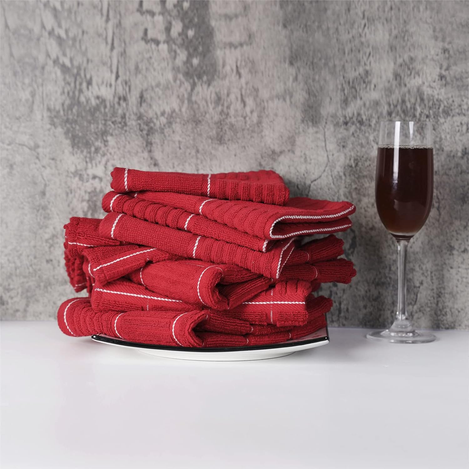 Glynniss Red Kitchen Towels and Dishcloths Set, Dish Towels and Dish Rags Set for Washing Dishes, Cleaning and Drying Pack of 8 (red) - Image 4