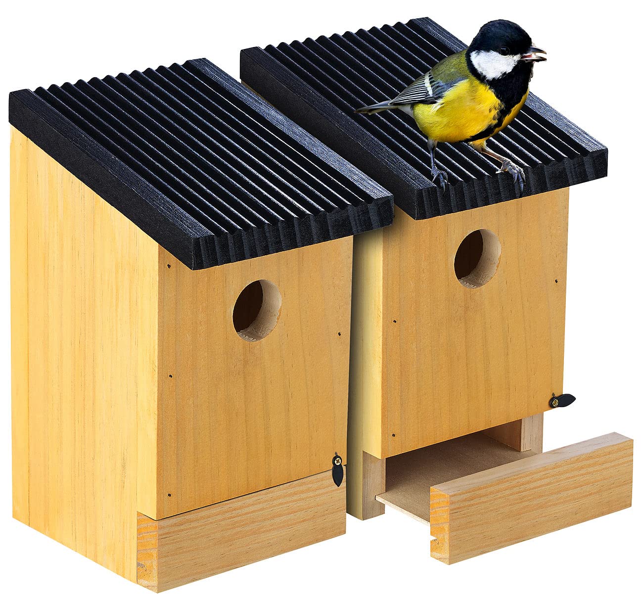 Royal Gardineer Vogelhaus Holz: 8er-Set Tannenholz-Nistkästen für Wildvögel, 22x14x12 cm, vormontiert (Nistkasten aus Holz, Vogel-Häuser)