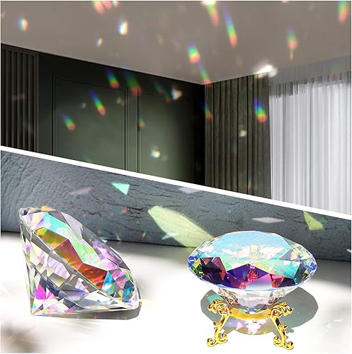 Miniatura 9 de SWTHONY Pisapapeles de diamantes de cristal, backgrand de diamante para imágenes de uñas, decoración de mesa de boda, diamante falso grande con base