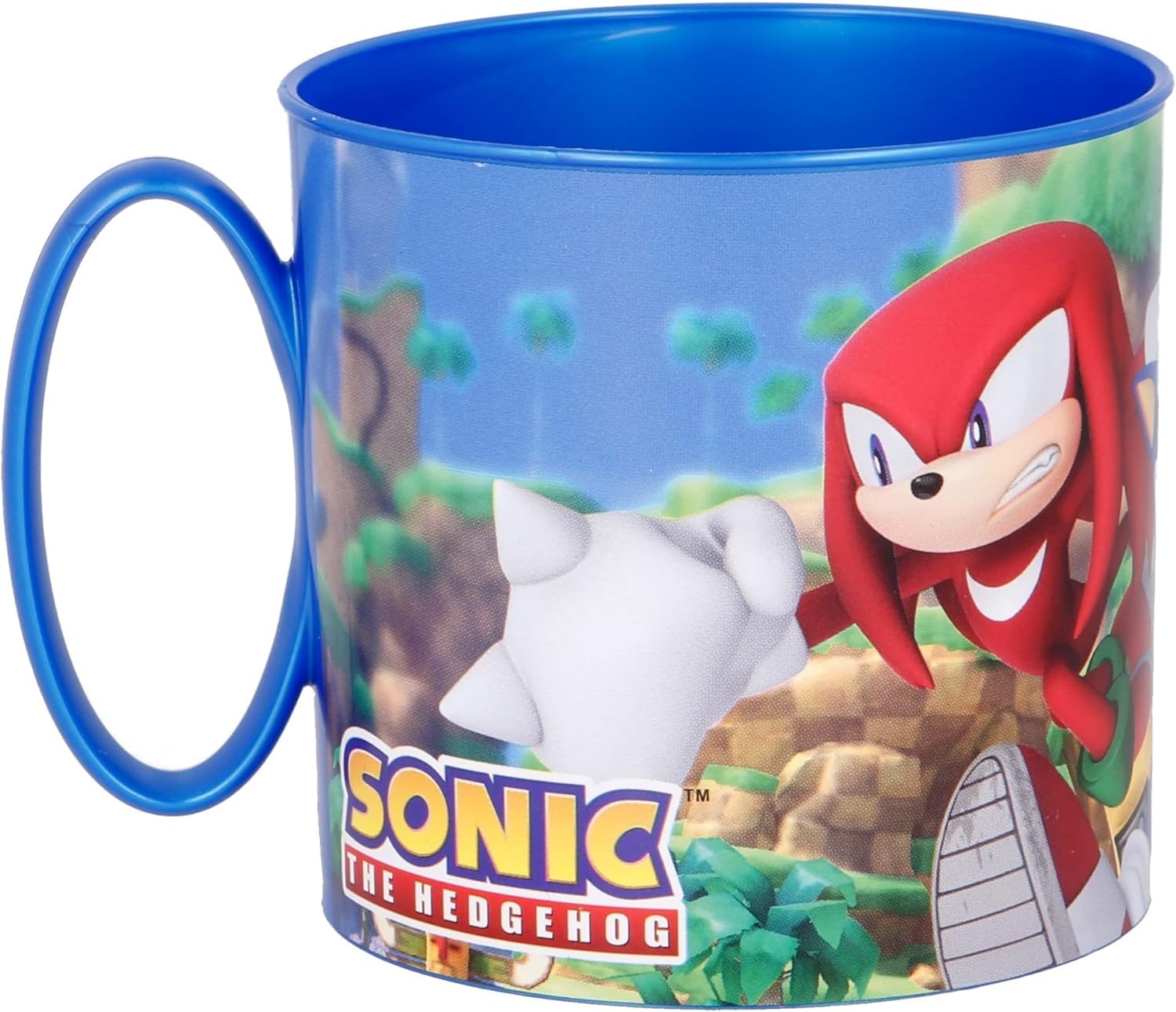 Golddunes Cartoon Kids Character Cute Mini Tiny Mug 265ML Drinking Re-Usable Plastic Cup Microwave Safe 7.5cm x 7.5cm (Blue Sonic) - Image 2