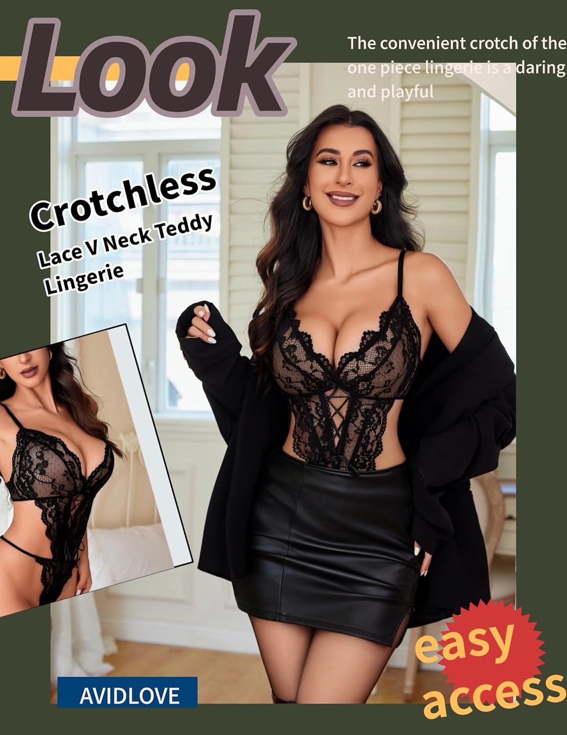 Avidlove Sexy Lingerie for Women Lace Teddy Bodysuit One Piece Lingerie - Image 6