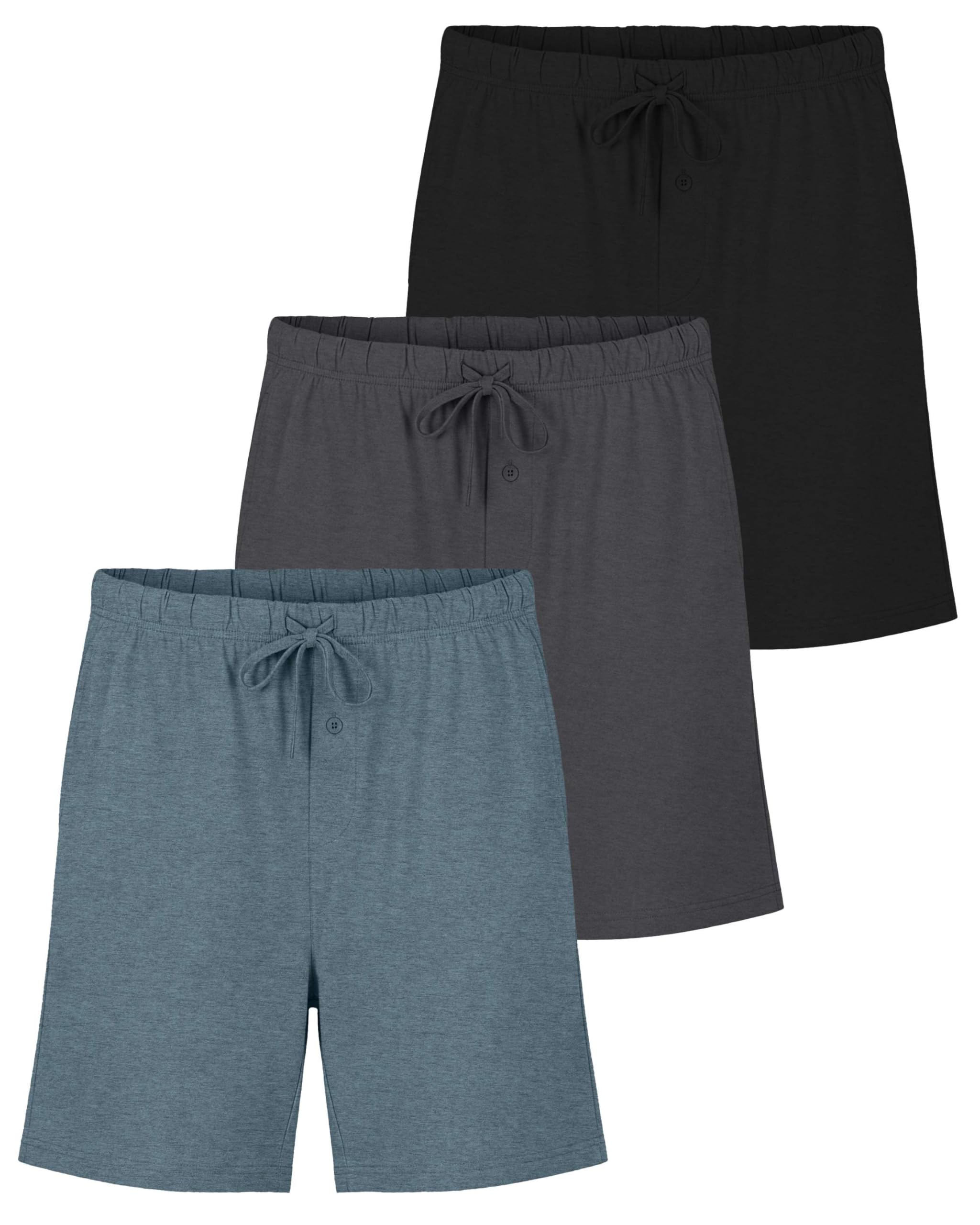 3 Pack:Men's Cotton Jersey Knit Sleep Shorts Bamboo Modal Lounge Wear Pajamas PJ -Set 5,M-image-32