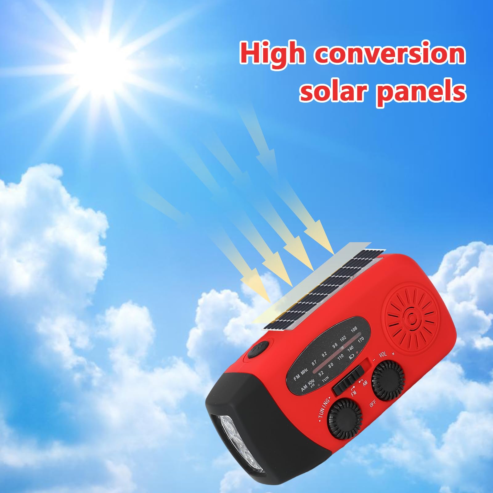 Radio à manivelle solaire LED AM/FM météo recharge téléphone portable camping randonnée urgence jaune