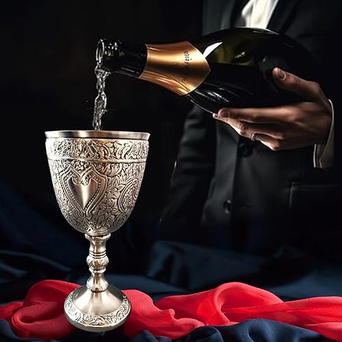 Miniatura 14 de Copa de vino Cáliz vintage Rey Romano Arturo Copa de vino Renacimiento Medieval Beber Copa Regalo único (5.1 fl oz) (Copa romana dorada) Copa Romana