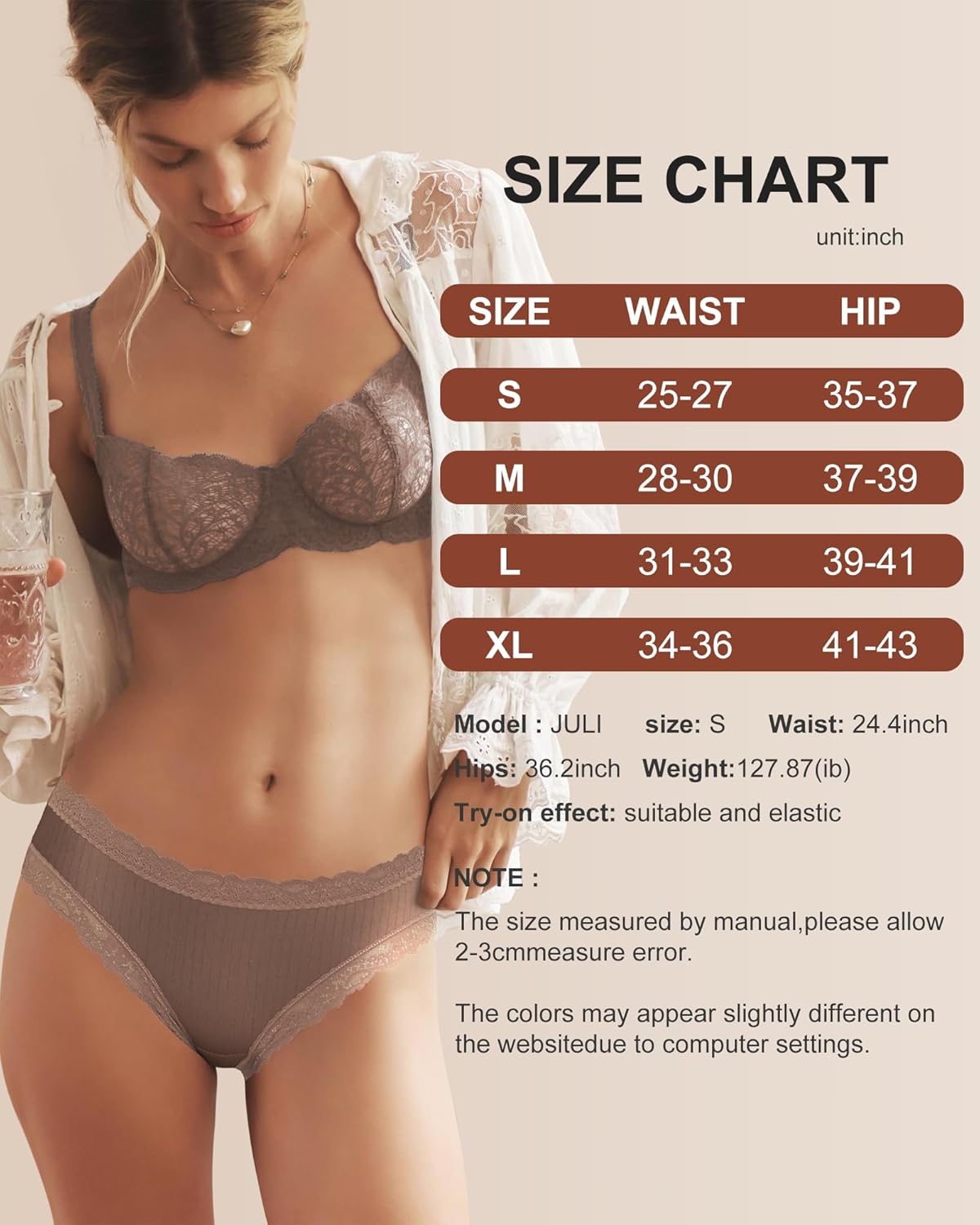 LEVAO Cotton Underwear for Women Lace Cheeky Bikini Panties Full Coverage Soft Stretch Hipster Ladies Briefs 6 Pack S-XL - Image 6