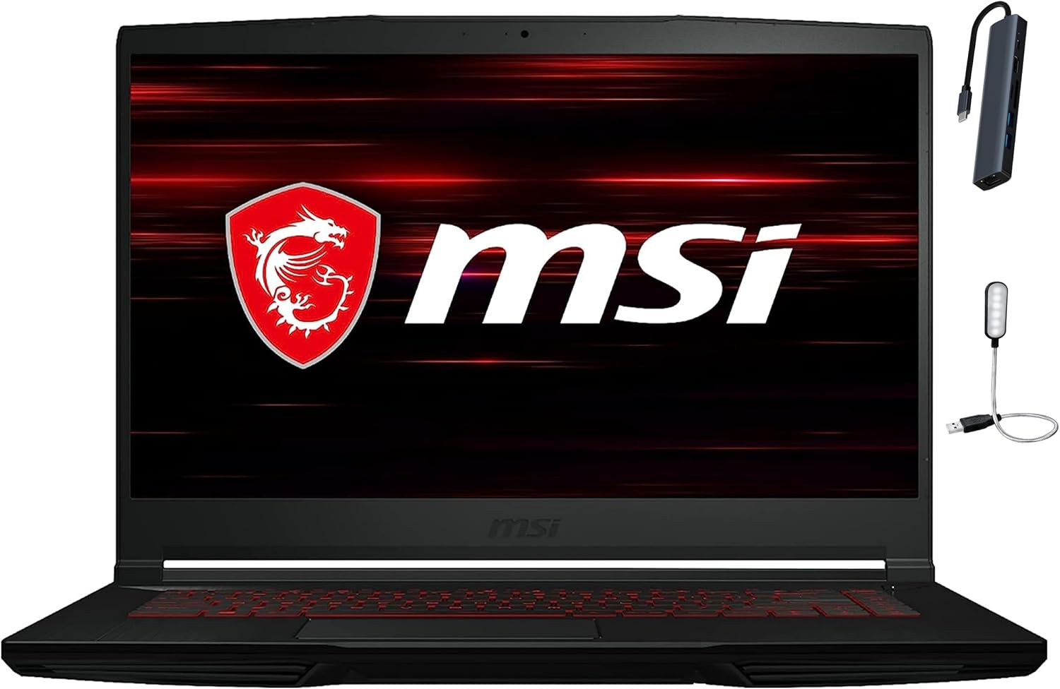 msi GF63 Thin 15.6 inch FHD 144Hz Gaming Laptop, Intel Core i5-11400H, NVIDIA GeForce RTX 3050 4GB, 8GB Memory, 512GB NVMe SSD, Windows 11 Home, Black with HEX Accessories