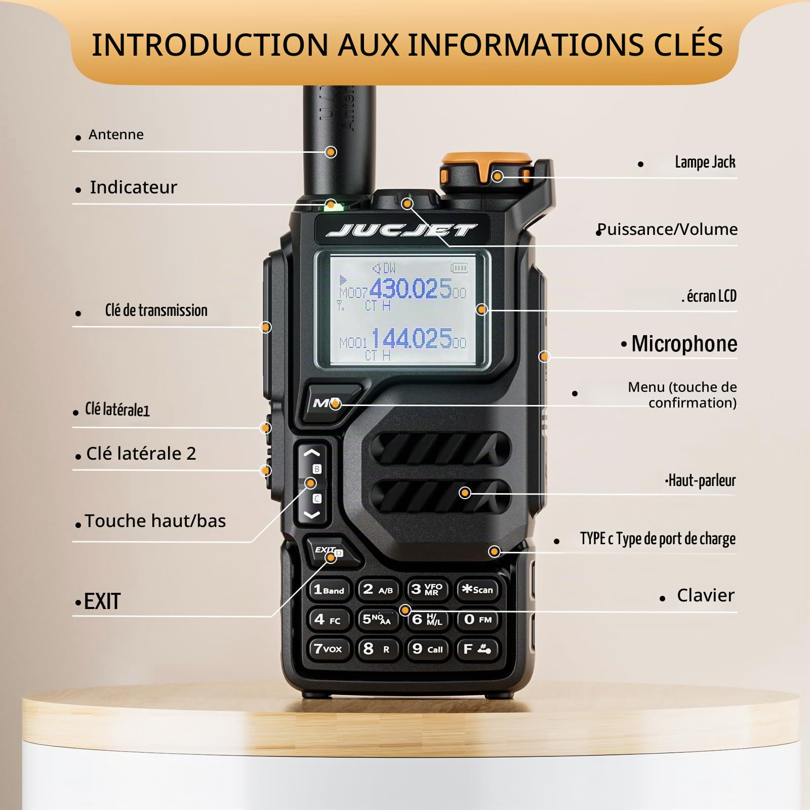 UV-K5 Talkies-Walkies, kit radioamateur bibande, Lot de 2 | 200 canaux par radio, double affichage et double veille, radio FM, VOX, scan, recharge USB-C et sur socle, accessoires audio