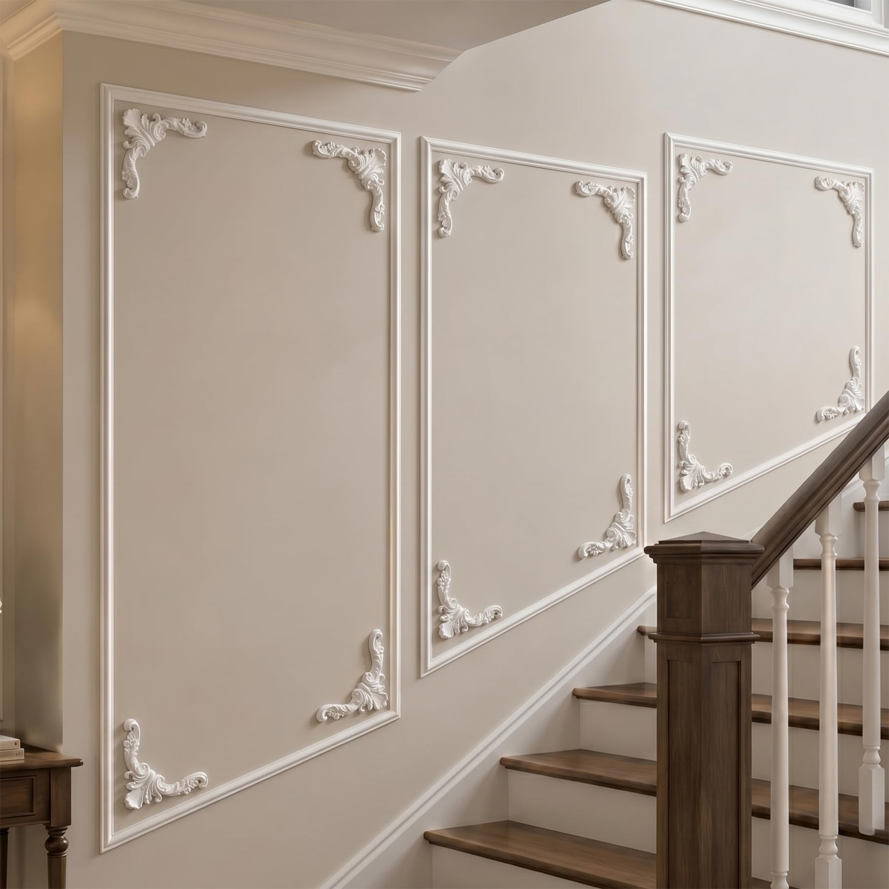 Moldura Decorativa De Pared con 2 Esquineros Kit De Molduras Flexibles De PVC Y PU para Techo Y Pared Pintable Diseño Clásico para Decoración De Interiores Style O,S