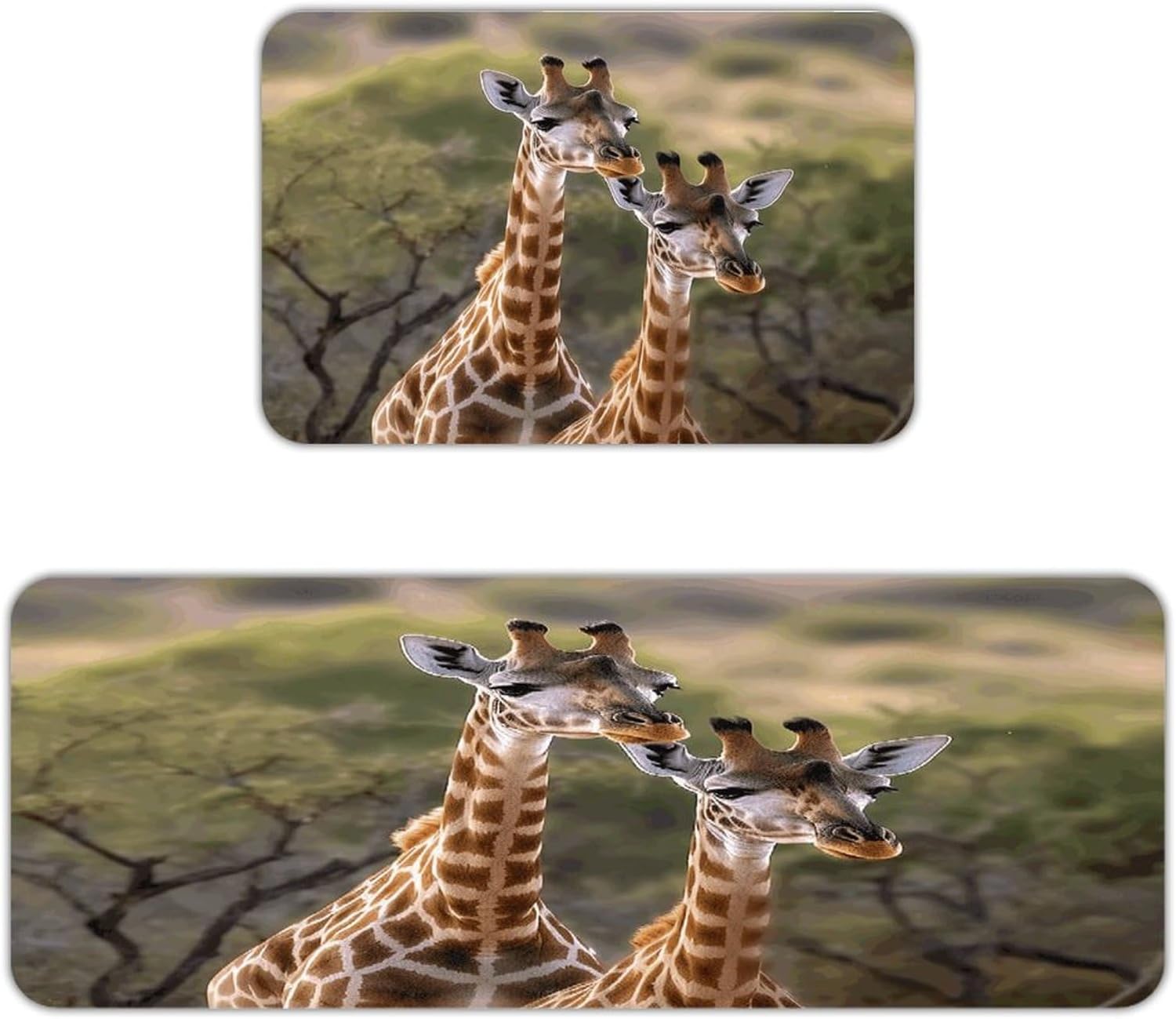 Two Giraffes Kitchen Mat Washable Non Slip Rugs Soft Kitchen Mats for Floor Set of 2 PCS Cushioned Absorbent Runner Standing Rugs for Home Sink Laundry Office