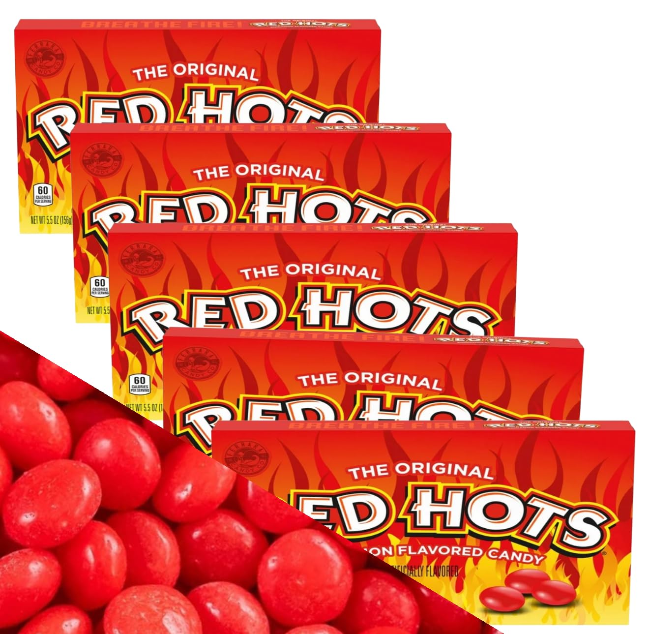 Red Hot Movie Theater Candy Box, Cinnamon Flavored, 5.5 Ounce, Bundle Pack - (5 - Pack)
