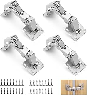 4pcs 170° Cabinet Door Hinges, Soft Close Hinge with Damper, Pre-Drilled Cabinet Hinge with Hydraulic Buffer, Furniture Hinge for Cabinet Furniture Cabinet Door.