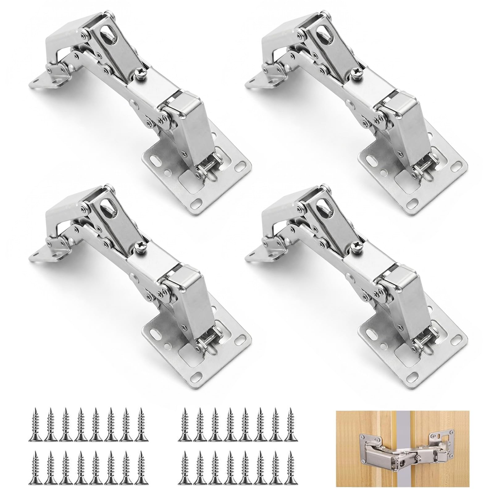 Lot de 4 charnières invisibles 170 degrés robustes en acier pour dressing