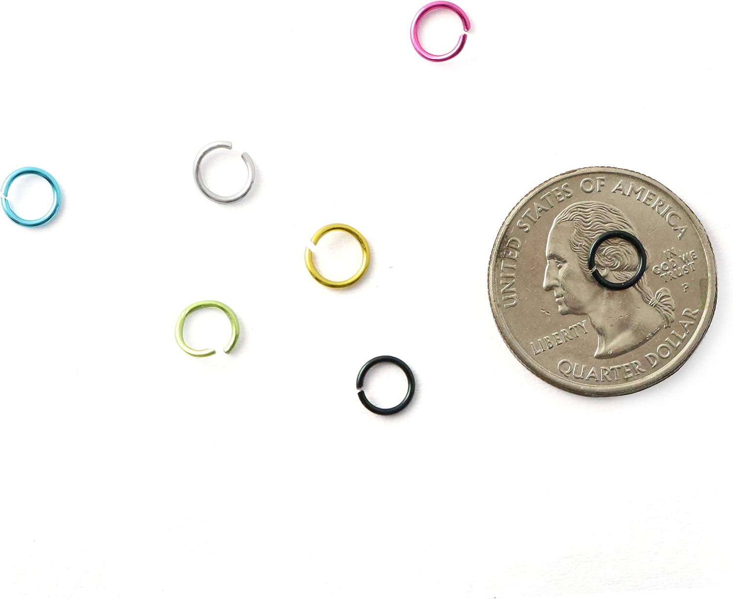 1080PCS/Box 6 Colors 6mm Colorful Aluminum Wire Open Jump Rings Connector for Jewelry Making with A Circular Box