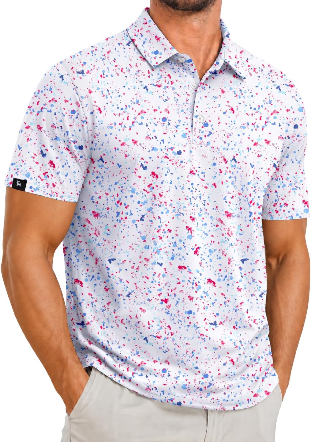 ZITY Men's Golf Polo Shirts Short Sleeve Print Patterns Moisture Wicking
