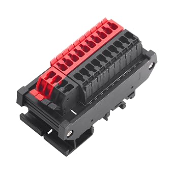300V DC10A 2 in 10 Out Power Distribution Module, DIN Rail 2x10 Position Lever Wire Terminal Connector for DIY Splicing Wire