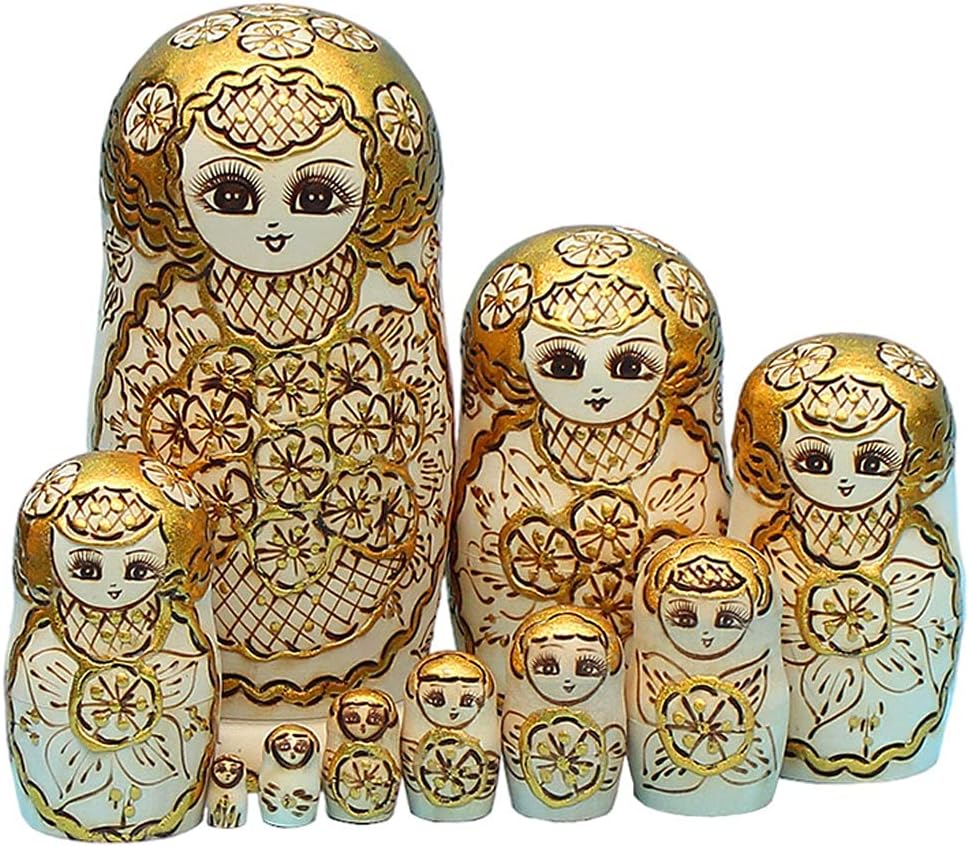 Matryoshka Russian Nesting Dolls 10-Piece Mat Matryoshka Wooden Matryoshka Christmas Mother's Day Birthday Home Furnishing Room Decoration Christmas Wish Gift