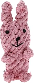 CAPASTEC Cuerda De Masticar En Forma De Conejo Trenzada De Algodón para La Limpieza De Dientes Color Rosa