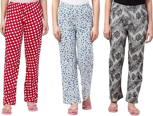 LADYWILLINGTON Womens Track Pant Lower Fully Stretchable Free Size Cotton Printed Payjama/Lounge Wear/Soft Cotton Night We...