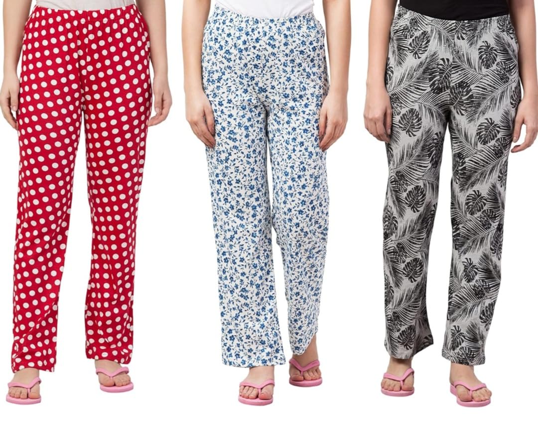 Womens Track Pant Lower Fully Stretchable Free Size Cotton Printed Payjama/Lounge Wear/Soft Cotton Night Wear/Pyjama for Women(Pack of 3Pcs),Prints May Vary (Assorted Pyjama)-image-30