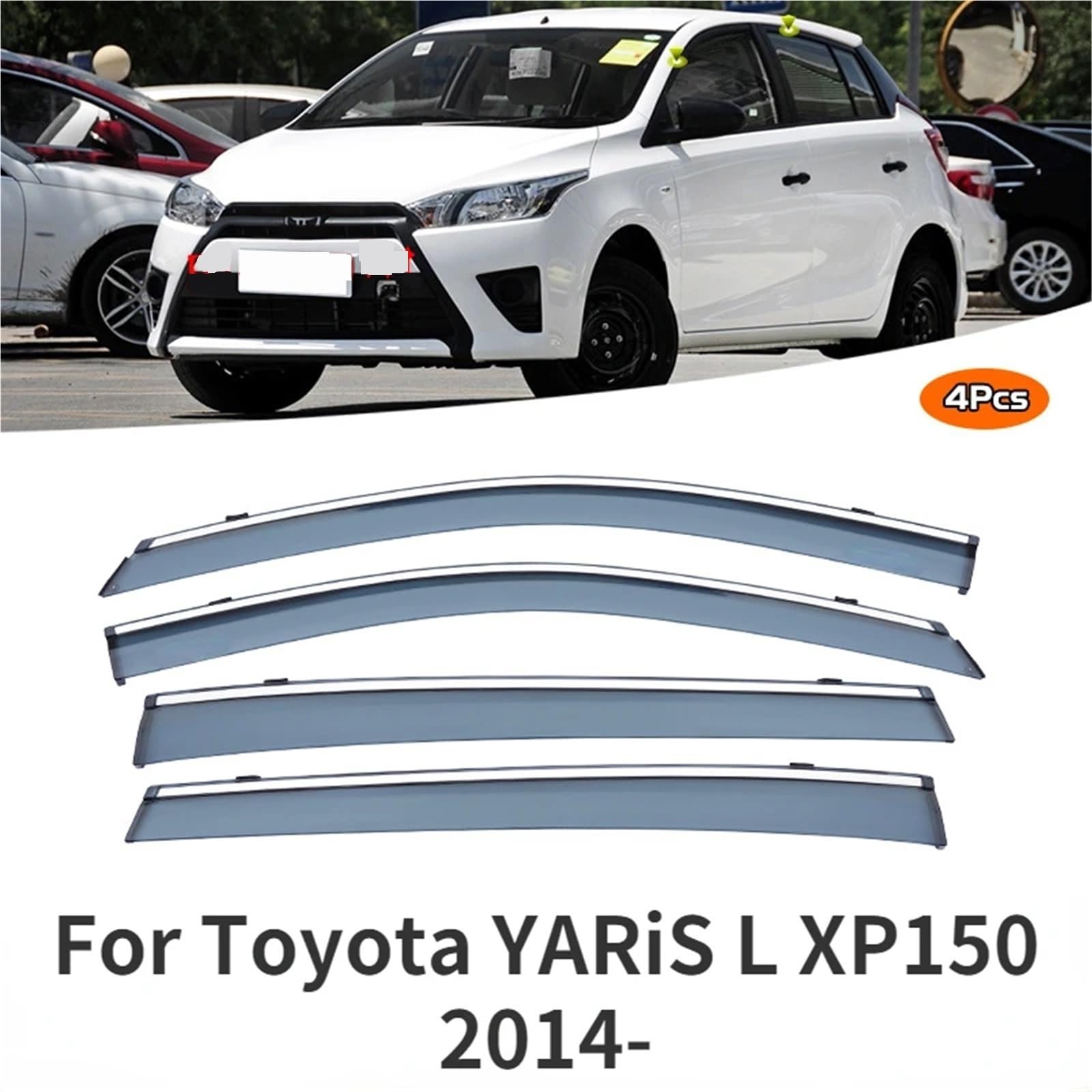 Spoiler Migawki Tylnej Szyby Pasuje do Toyoty YARiS L 2014- Akcesoria Okno Dach Osłona Przeciwdeszczowa Osłona Wentylatora Spojler Skrzydło Chromowana Wykończenie