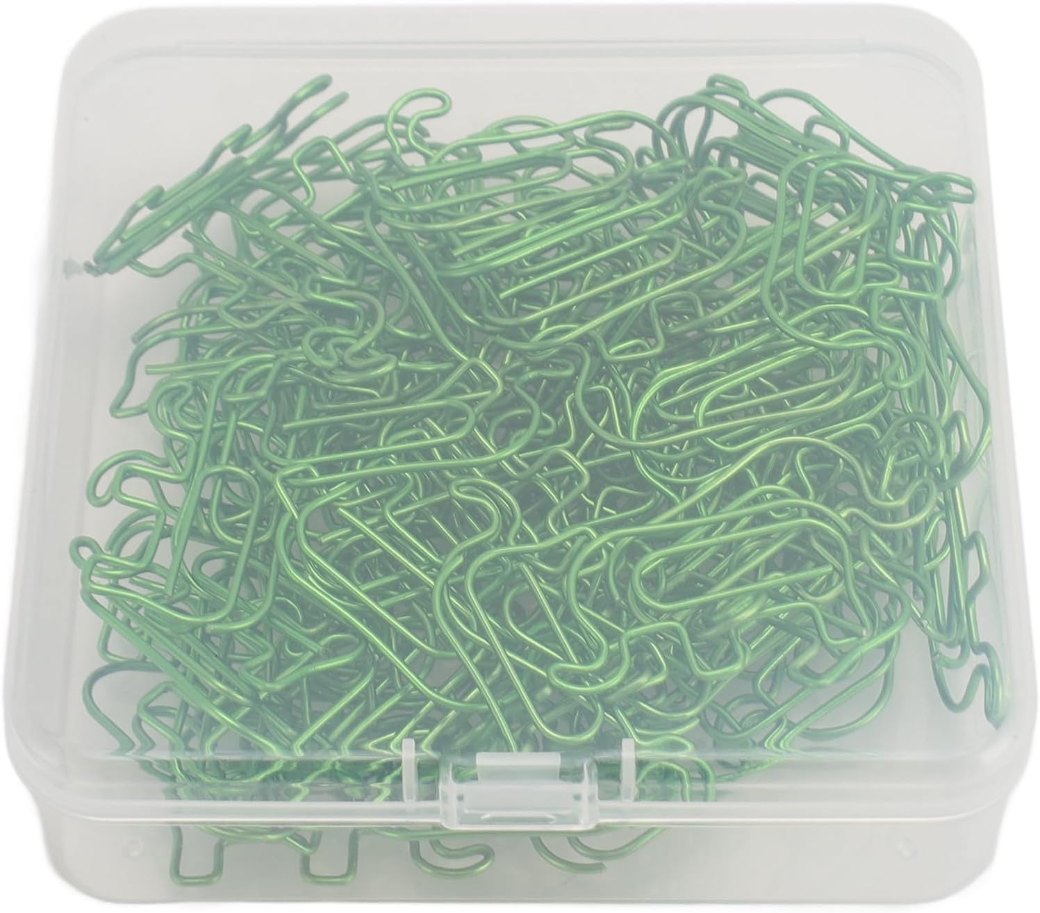Cute Elephant Shaped Paper Clips, Stainless Steel Animal Paper Clip Set with Storage Box, Decorative Metal Paperclip for Photo Bookmarks, Office, School, Scrapbooking (Green)