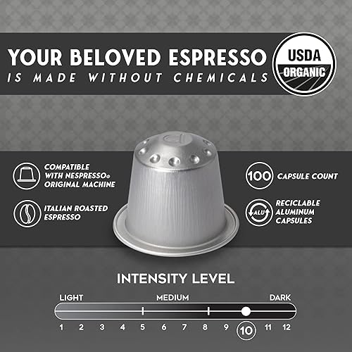 Miniatura 2 de Cápsulas compatibles con café orgánico Nespresso Espressoro BIANCO paquete de 100 cápsulas de aluminio para espresso compatibles con máquinas